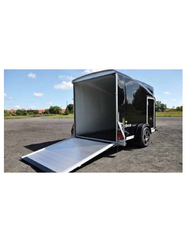 Fourgon cargo noir avec ouverture porte arrière en pont