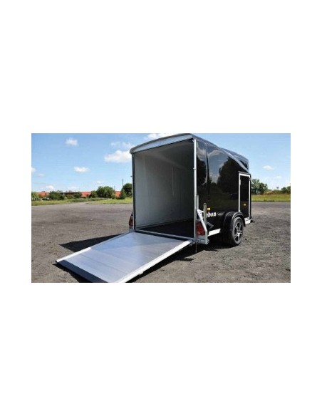 Fourgon cargo noir avec ouverture porte arrière en pont