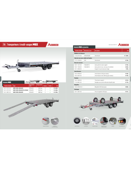 PORTE VOITURE 3000 KG 405 X 200 Remorque Anssems MSX PTC 3000 Kg