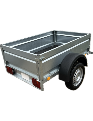 remorque 150 ECO sans accessoire dimensions 1 mètre 50 par 1 mètre. Ridelles identique à l'alicante de chez lider