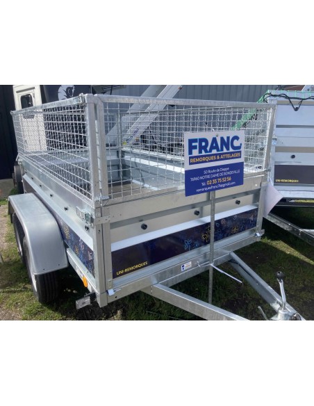 REMORQUE 500-750K PTC 233x133 REM 233 2 essieux ridelles 46 cm