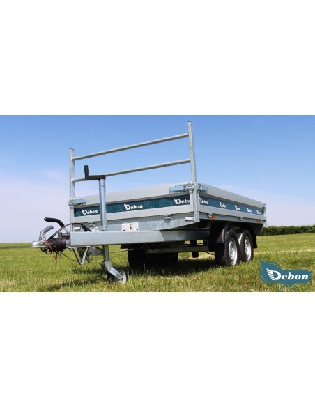 REMORQUE BENNE 1100 - 2000 KG 306 X 155 BENNE POMPE MANUELLE DEBON 1.2
