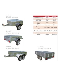 500 - 750 KG REMORQUE BAGAGERES TRIGANO-FRANC-TRELGO-ERKA...