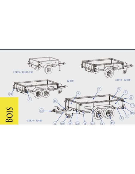 REMORQUE LIDER BOIS 32470 32480 32460 32440 32450