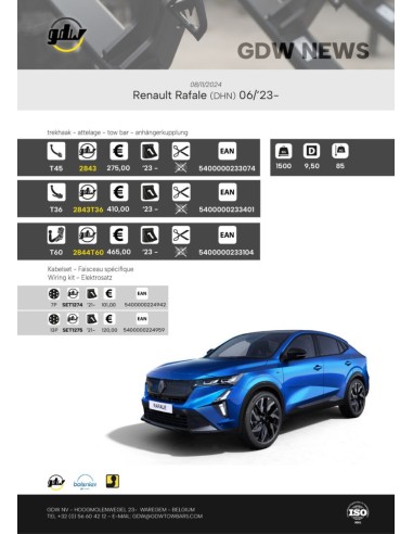 proposition de trois types de boule d'attelage pour renault rafale