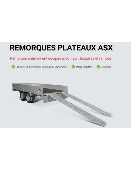 remorques Anssems ASX avec rampes et treuil