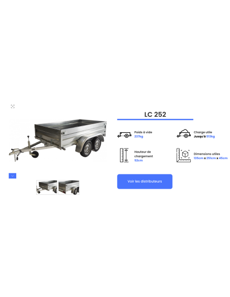 REMORQUE 500 - 750 KG LC252 ERDE EXPERT