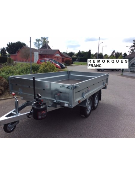 REMORQUE BENNE 750 Kg 256 X 146 sans freins 2 essieux