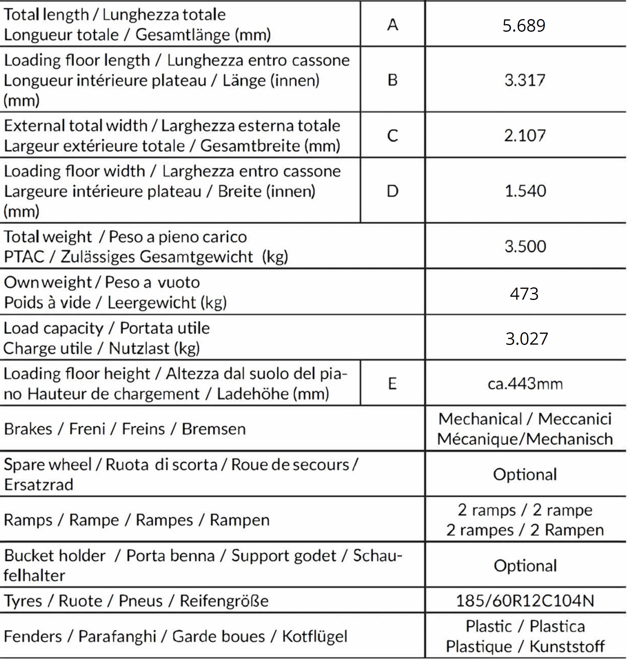 FICHE TECHINQUE PORTE ENGIN 500